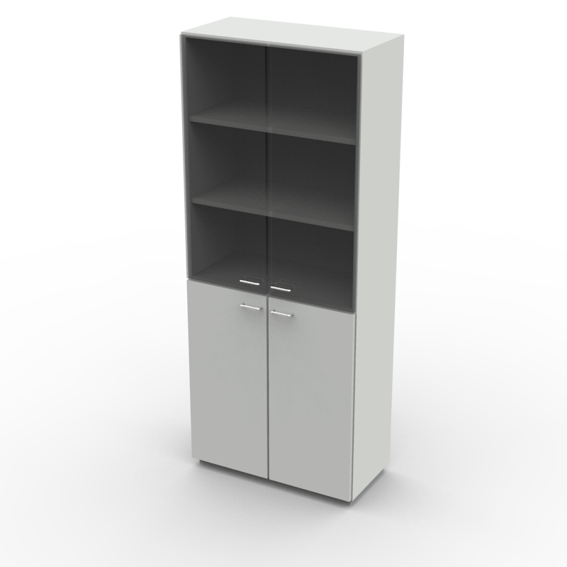 Шкаф лабораторный для документов 800x400x2000, NL, четыре двери: металл / стекло