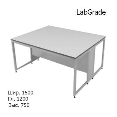 Физический островной лабораторный стол 1500x1200x750/1500, без полки, NL, LabGrade