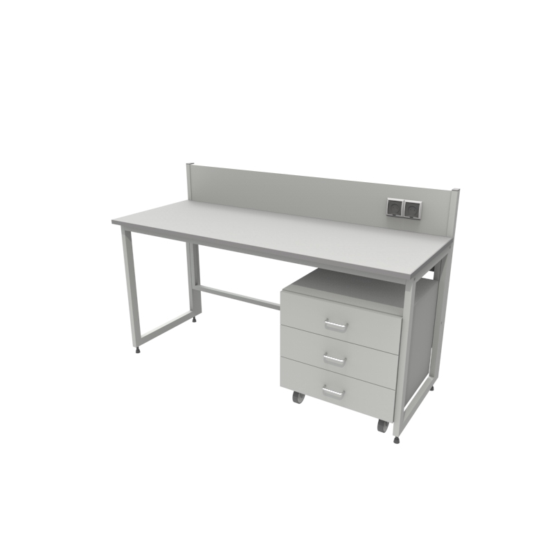 Приборный лабораторный стол 1500x600x750/950, задняя рама, розетки, NL, керамогранит