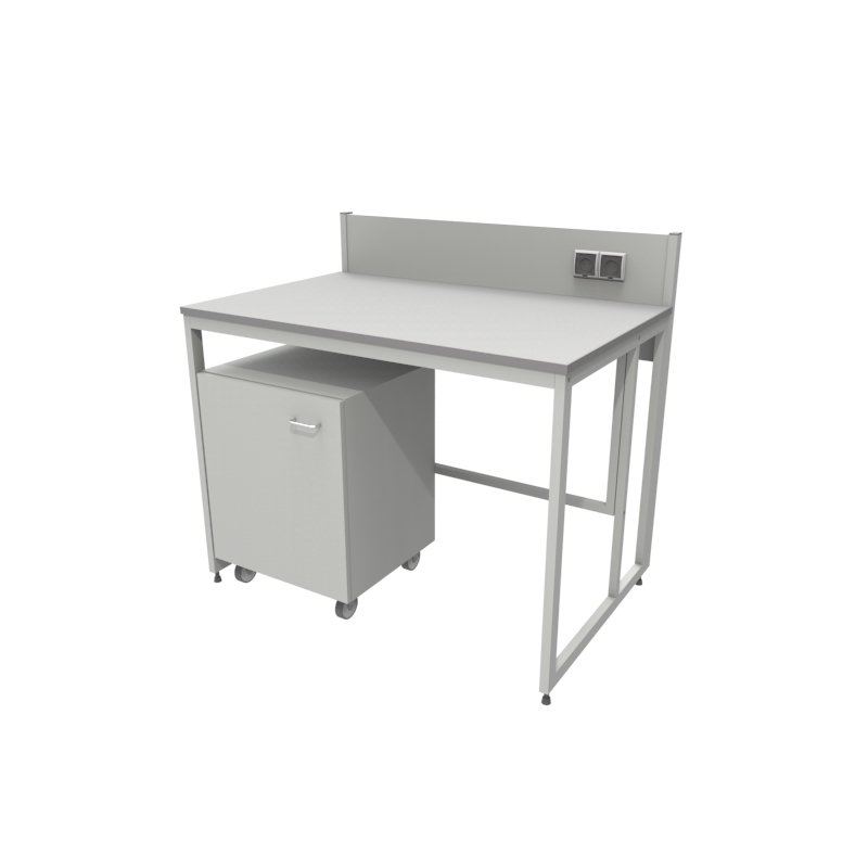 Приборный лабораторный стол 1200x790x900/1100, задняя рама, розетки, NL, керамогранит