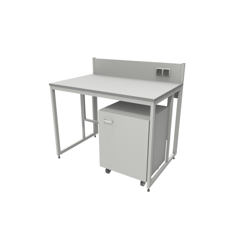 Приборный лабораторный стол 1200x790x900/1100, задняя рама, розетки, NL, керамогранит