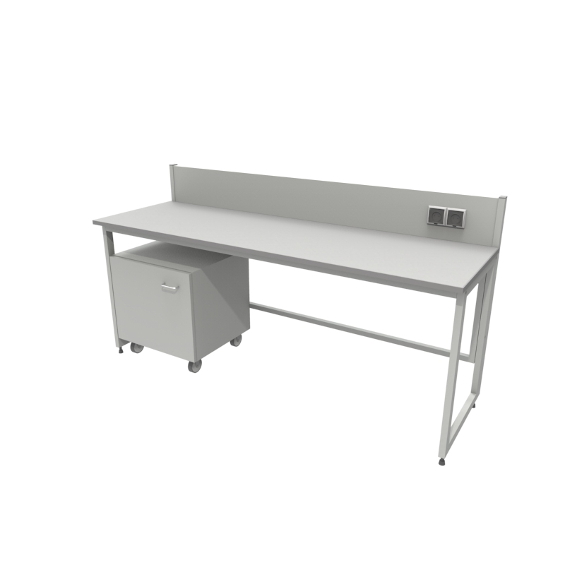 Приборный лабораторный стол 1800x600x750/950, задняя рама, розетки, NL, керамогранит