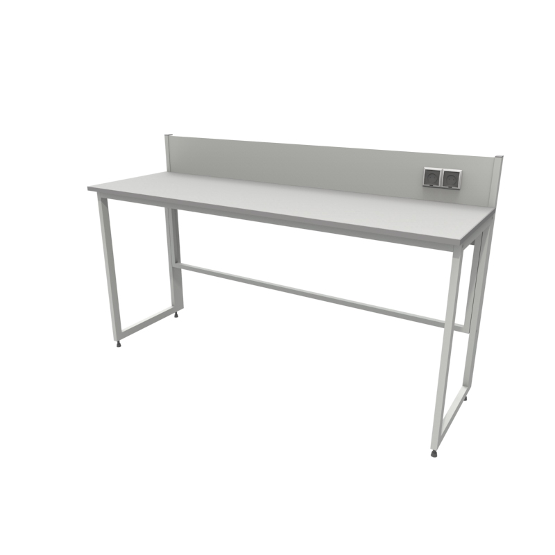 Приборный лабораторный стол 1800x600x900/1100, задняя рама, розетки, NL, керамогранит