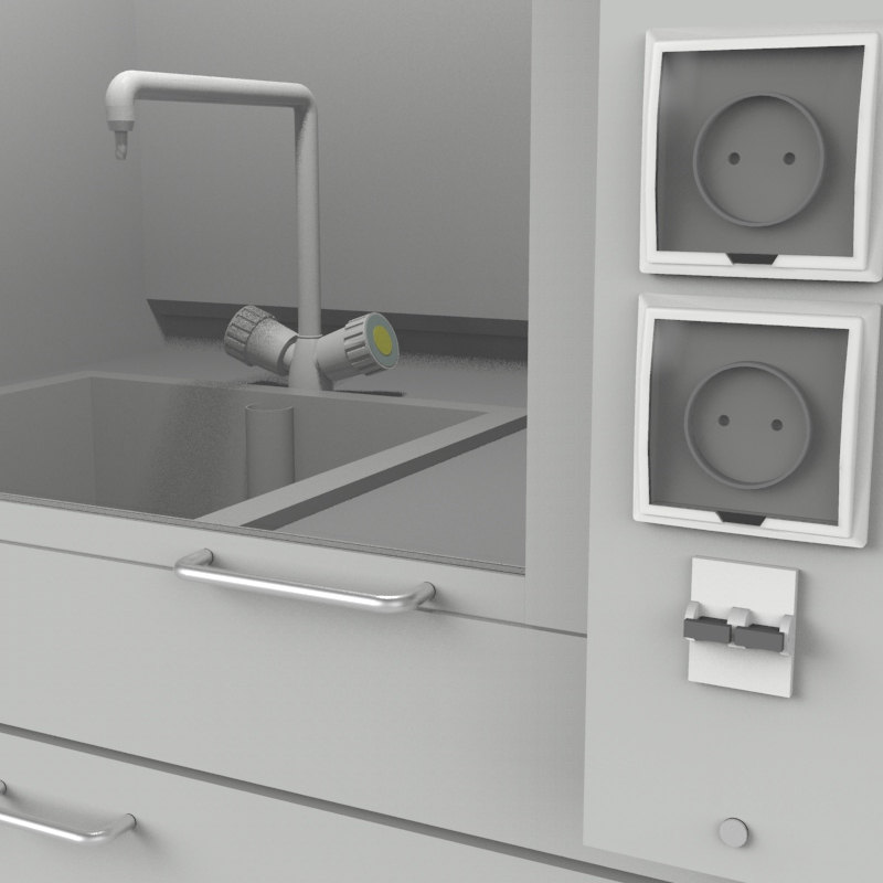 Шкаф вытяжной для мытья посуды на металл тумбе 1000x840x2280, электрика, вода (мойка полипропилен), NL, Слопласт