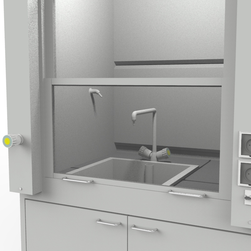 Шкаф вытяжной для мытья посуды на металл тумбе 1000x840x2280, электрика, газ, вода (мойка полипропилен),  NL, керамогранит