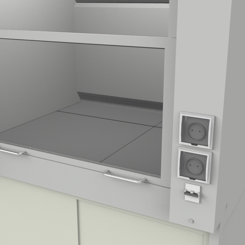 Шкаф вытяжной универсальный на полипропиленовой тумбе 1000x840x2280, электрика, NL, керамогранит