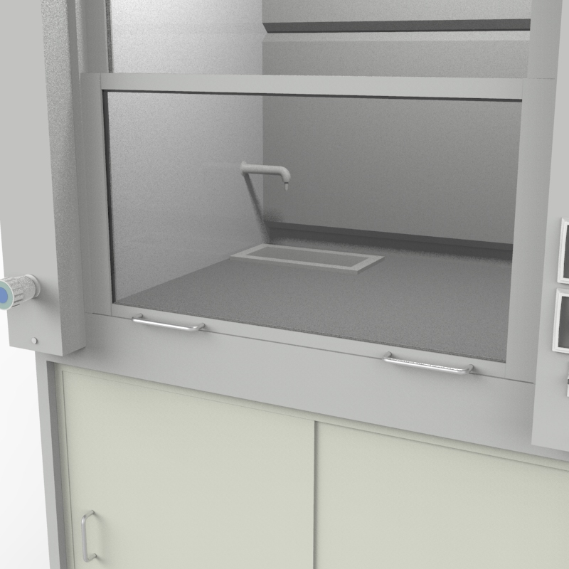 Шкаф вытяжной универсальный на полипропиленовой тумбе 1000x840x2280, электрика, вода (сливная раковина полипропилен), NL, TRESPA