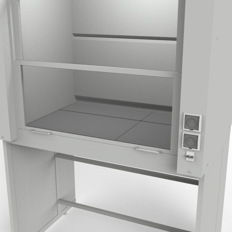 Шкаф вытяжной универсальный на металл каркасе 1200x840x2280, электрика, NL, керамогранит