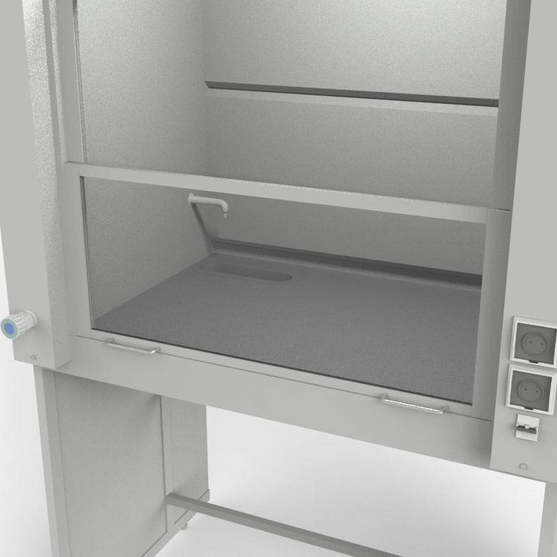 Шкаф вытяжной универсальный на металл каркасе 1200x840x2280, электрика, вода (сливная раковина дюркон), NL, DURCON