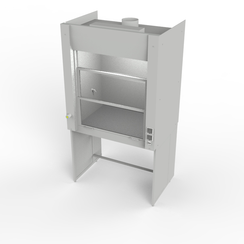 Шкаф вытяжной универсальный на металл каркасе 1200x840x2280, электрика, газ, NL, TRESPA