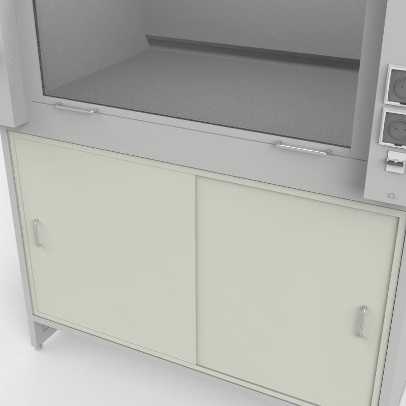 Шкаф вытяжной универсальный на полипропиленовой тумбе 1200x840x2280, электрика, газ, NL, DURCON