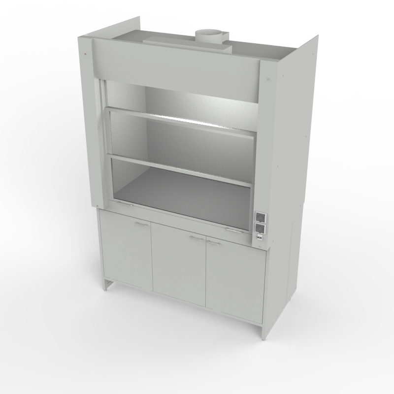 Шкаф вытяжной универсальный на металл тумбе 1500x840x2280, электрика, NL, TRESPA