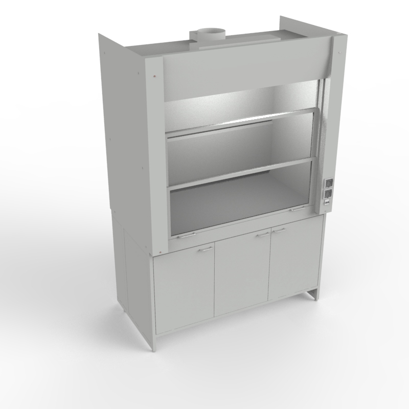 Шкаф вытяжной универсальный на металл тумбе 1500x840x2280, электрика, NL, TRESPA