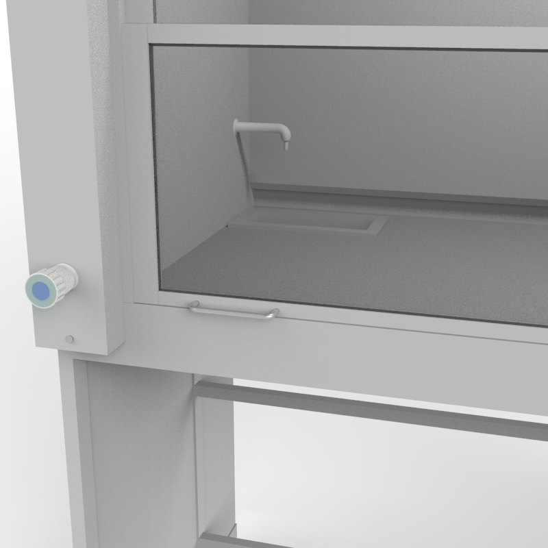 Шкаф вытяжной универсальный на металл каркасе 1500x840x2280, электрика, вода (сливная раковина полипропилен), NL, TRESPA