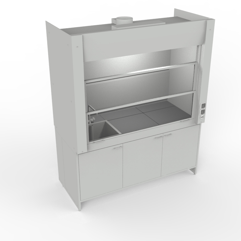 Шкаф вытяжной для мытья посуды на металл тумбе 1800x840x2280, электрика, вода (мойка полипропилен), NL, керамогранит