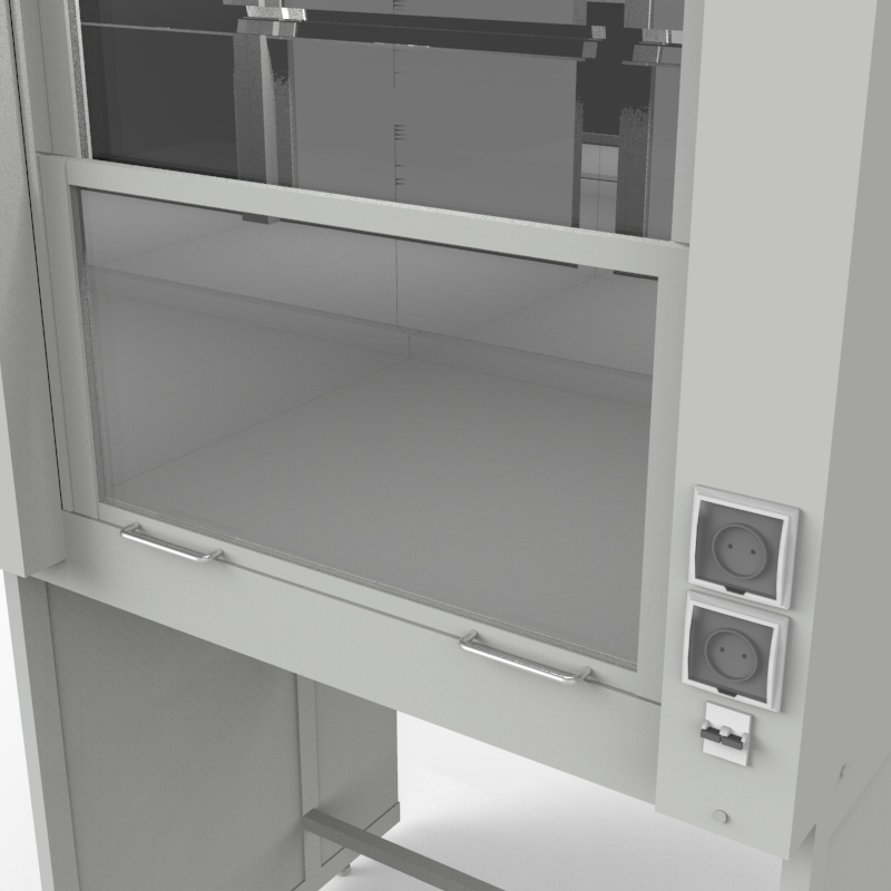 Шкаф вытяжной универсальный на металл каркасе с камерой из нержавеющей стали 1200x840x2280, электрика, NL, TRESPA