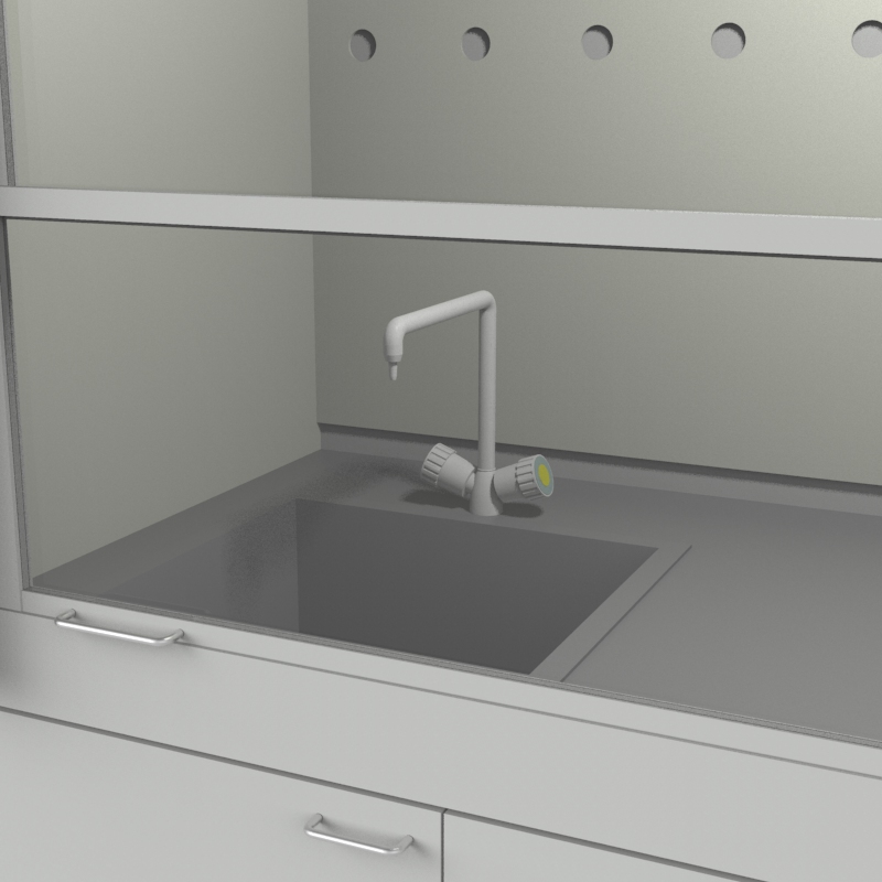 Шкаф вытяжной для мытья посуды на металл тумбе с рабочей камерой тефлон 1800x840x2280, электрика, вода (одна мойка дюркон), NL, DURCON