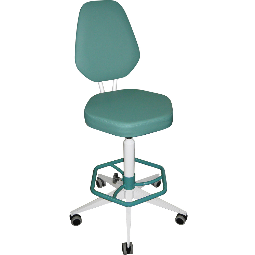 Кресло лабораторное на винтовой опоре с подставкой для ног 520x560x940-1060 мм, сиденье 390 мм, искусственная кожа, NL