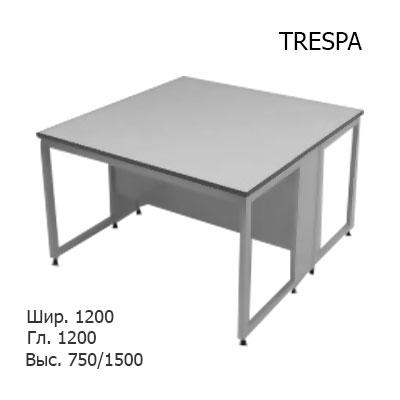 Физический островной лабораторный стол 1200x1200x750/1500, без полки, NL, TRESPA