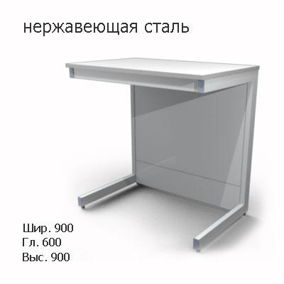 Стол лабораторный пристенный без сливной раковины 900x600x900, NS, нержавеющая сталь