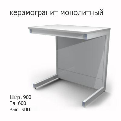 Стол лабораторный пристенный без сливной раковины 900x600x900, NS, керамогранит монолитный