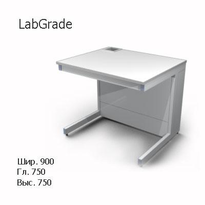 Стол лабораторный пристенный со сливной раковиной 900x750x750, NS, LabGrade
