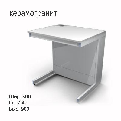 Стол лабораторный пристенный со сливной раковиной 900x750x900, NS, керамогранит