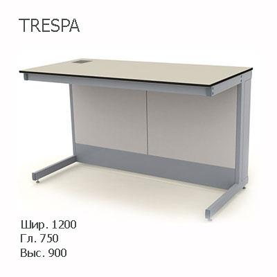 Стол лабораторный пристенный со сливной раковиной 1200x750x900, NS, TRESPA
