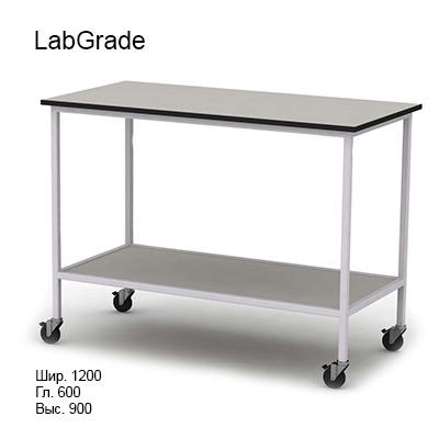 Подкатной лабораторный стол 1200x600x900 на колесах, нижняя полка, NL, LabGrade