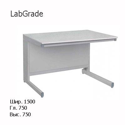 Стол лабораторный пристенный без сливной раковины 1500x750x750, NS, LabGrade