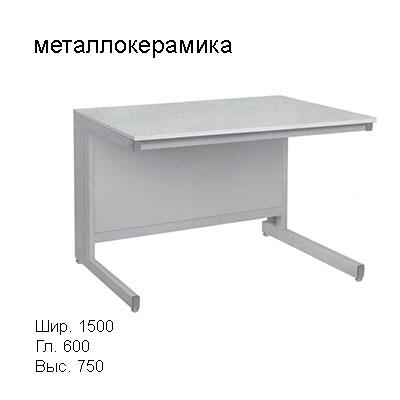 Стол лабораторный пристенный без сливной раковины 1500x600x750, NS, металлокерамика