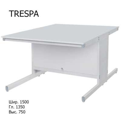 Островной лабораторный стол 1500x1350x750, NS, без раковины, TRESPA