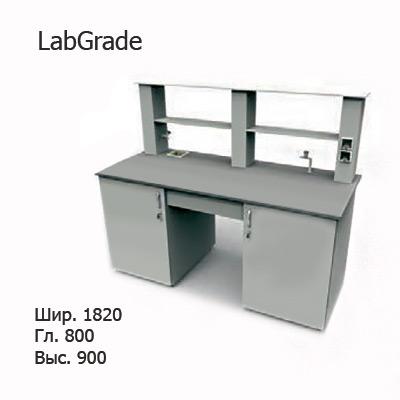 Стол лабораторный пристенный с тумбами, 1820х800х900/1500, MML,  LabGrade