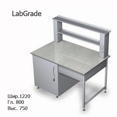 Стол лабораторный пристенный с тумбами, 1220x800x750/1350, MML, LabGrade