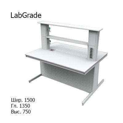 Островной лабораторный стол 1500x1350x750, NS, раковина, LabGrade
